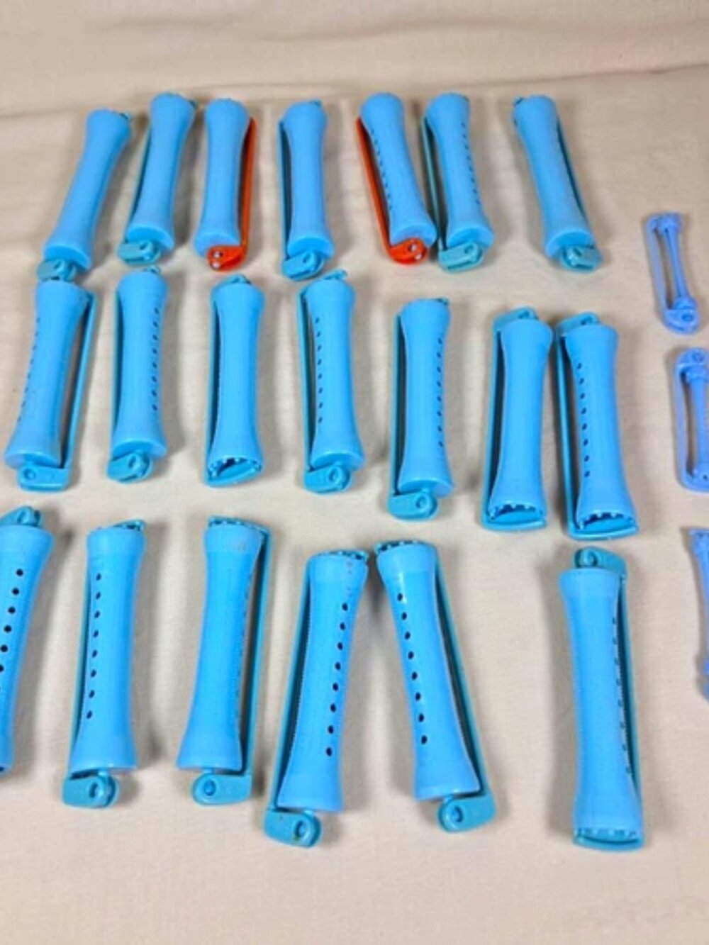 Goody Blue Perm Rods Lot 20 Large Hair Curlers USA Made + 3 Small Styling Rods